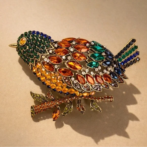 Bird Crystal Brooch – Multicolor Rhinestone Statement Pin - Picture 6 of 6